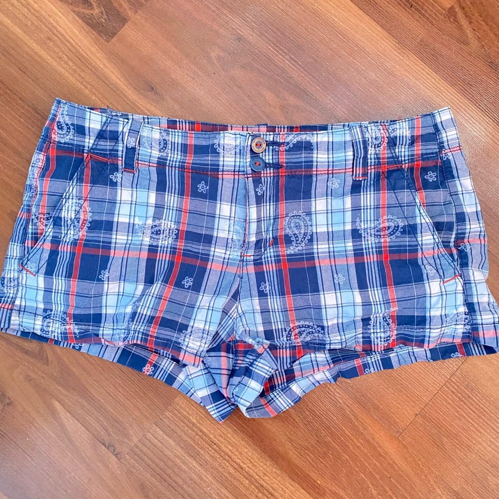 Aeropostale Red And Blue Plaid Women's Shorts